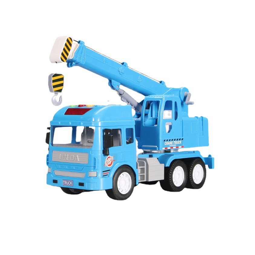 Đồ chơi xe cần cẩu kỹ thuật bánh đà, cẩu xoay 360 độ, xe công trình xây dựng, xe bồn có đèn và nhạc.