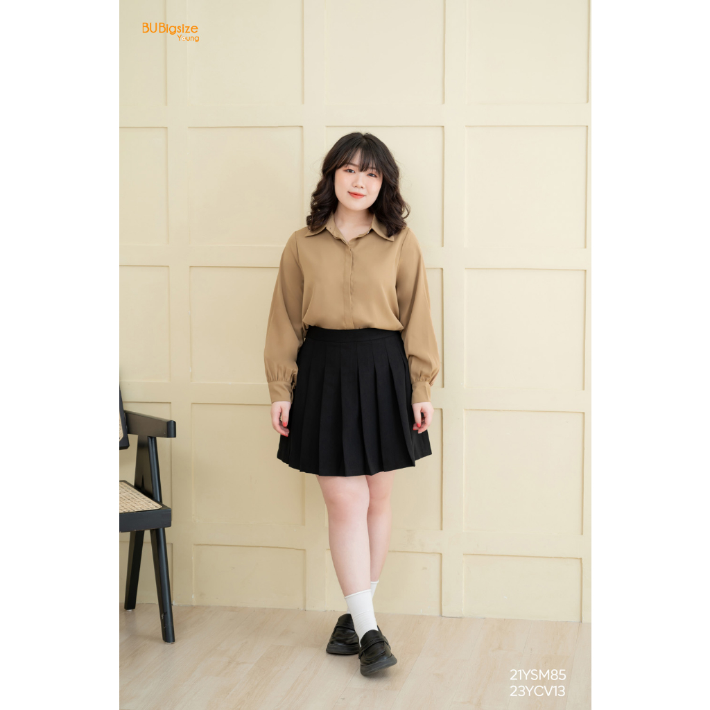 Ảnh Áo sơ mi cổ đức giấu khuy BIGSIZE (55kg đến 95kg) - 21YSM85 - [BU Bigsize Young] 2