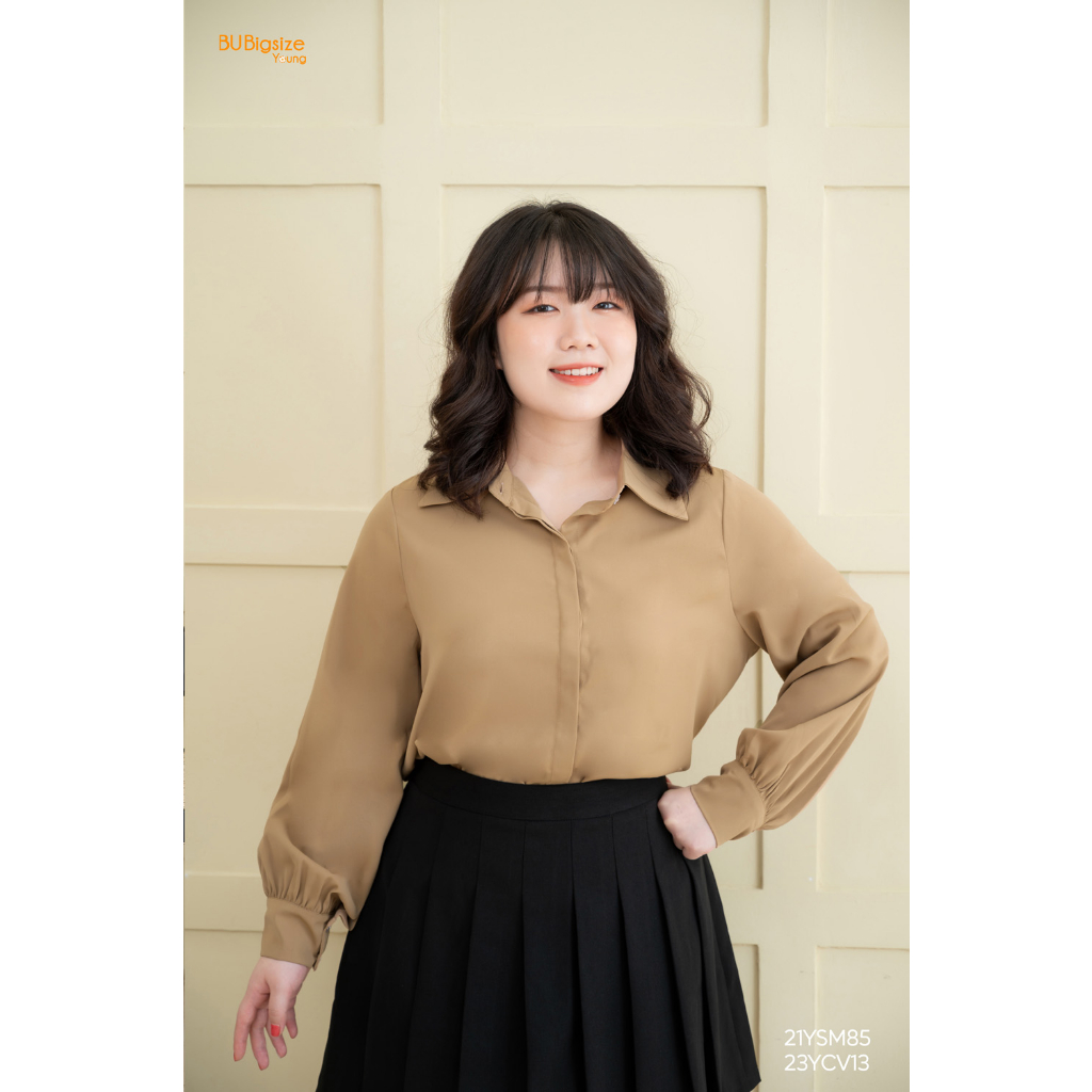Ảnh Áo sơ mi cổ đức giấu khuy BIGSIZE (55kg đến 95kg) - 21YSM85 - [BU Bigsize Young] 1