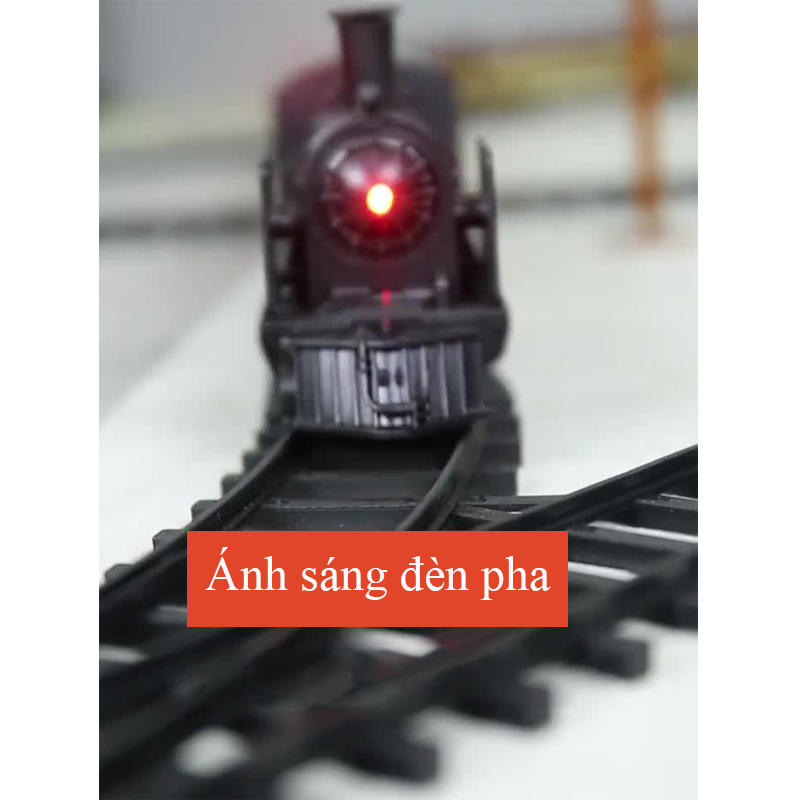 Ảnh Bộ đồ chơi đường ray xe lửa cổ điển KAVY phun được khói chất liệu hợp kim có nhạc và đèn 3