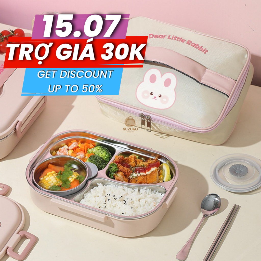 Hộp cơm giữ nhiệt Hello Rabbit đựng cơm văn phòng, hộp đựng cơm trưa ...