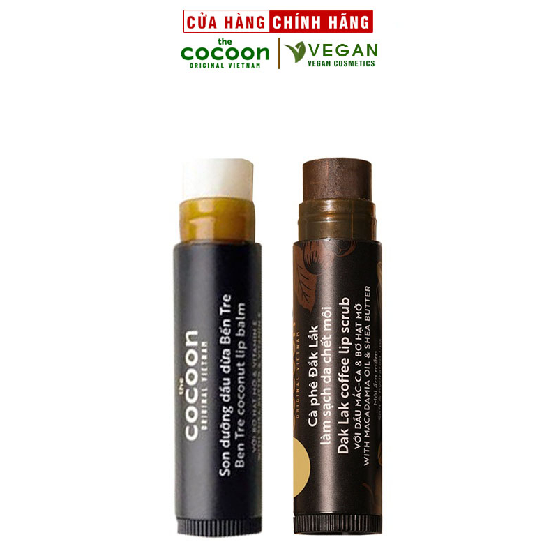 Ảnh Combo son tẩy da chết môi Cà phê đắk lắk cocoon5g+son dưỡng môi dầu dừa bến tre cocoon5g 1