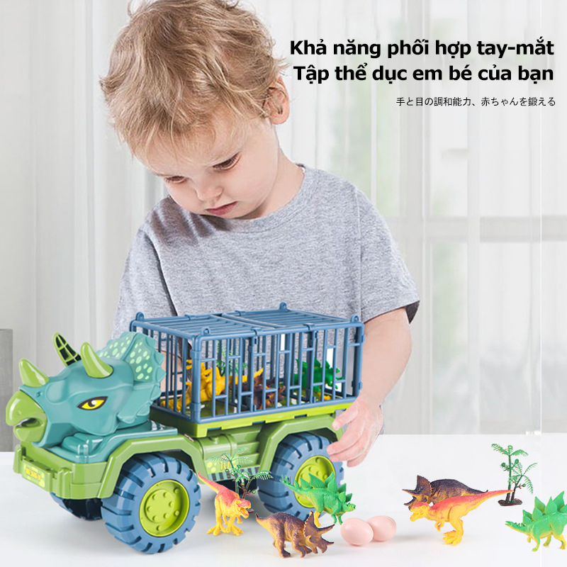 Xe đồ chơi cho bé trai cỡ lớn chở mô hình khủng long đồ chơi -  Xe Chở Khủng Long, Trứng ,Cây Cho Bé