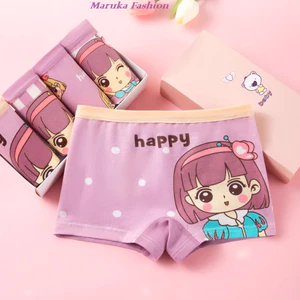 Combo 4 quần chip đùi bé gái màu tím, quần lót cho bé gái 100% cotton Maruka Fashion hình công chúa vui nhộn