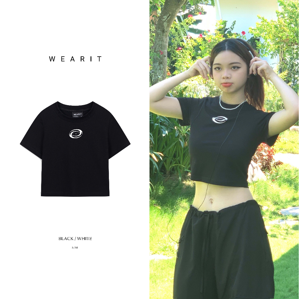 Áo croptop wearit cotton co dãn bốn chiều thoáng mát, thiết kế basic, form dáng fit