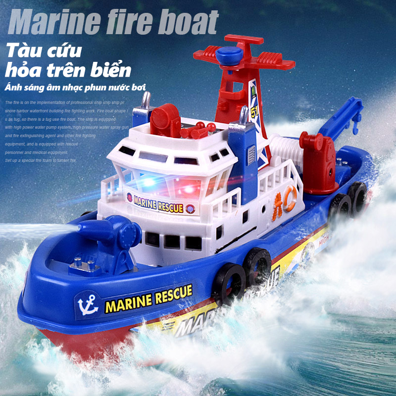 Du thuyền điện đồ chơi trẻ em có thể tự động phun nước mô phỏng âm thanh - đồ chơi cho bé trai