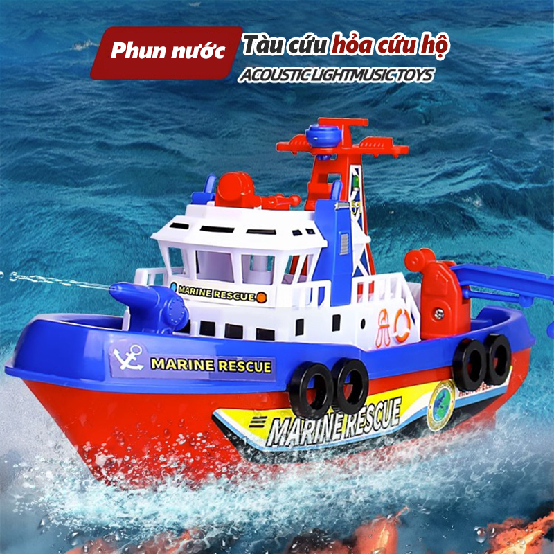 Du thuyền điện đồ chơi trẻ em có thể tự động phun nước mô phỏng âm thanh - đồ chơi cho bé trai