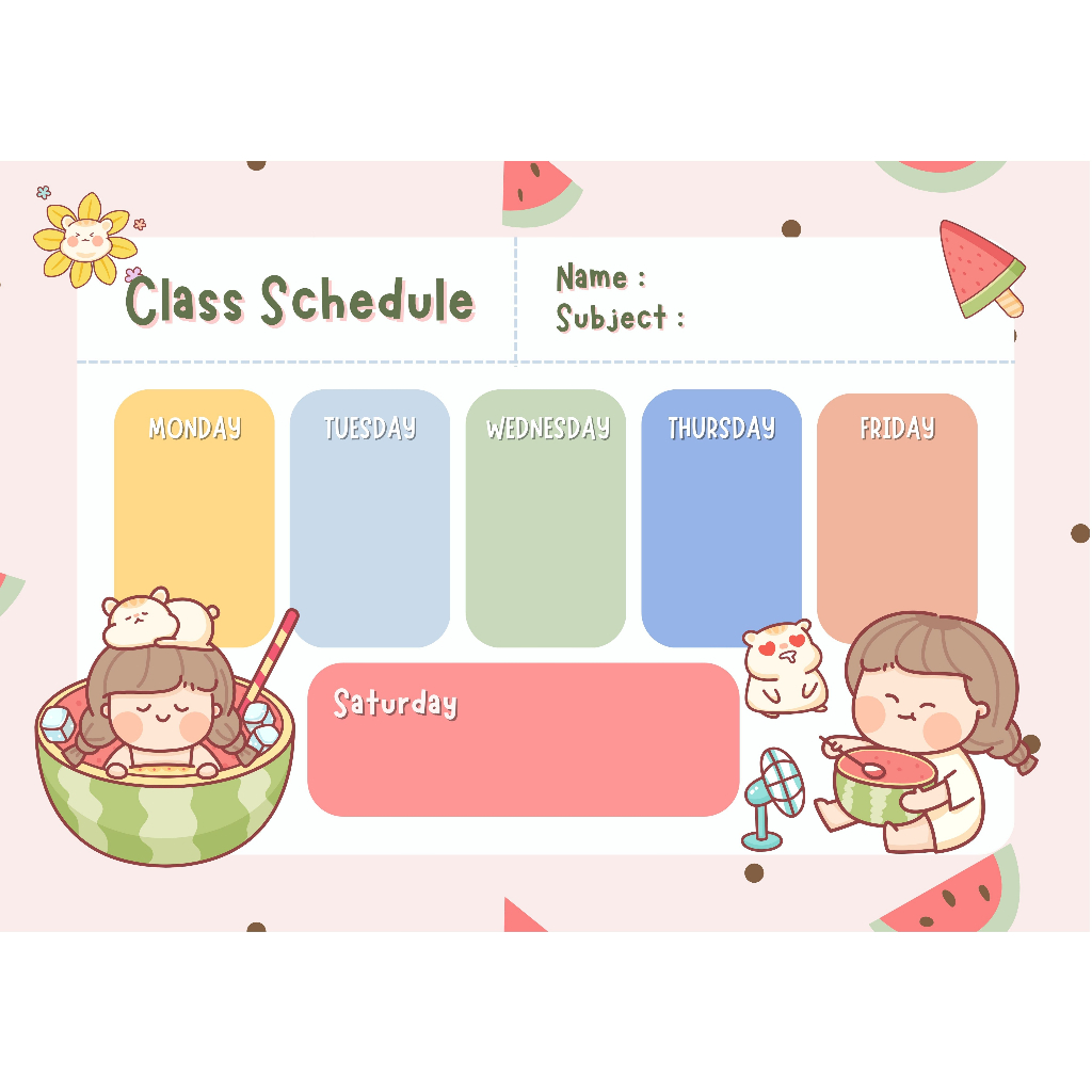 Decal dán Thời Khóa Biểu Timetable Sticker Dễ Thương Tiện Lợi Ghi Chú ...