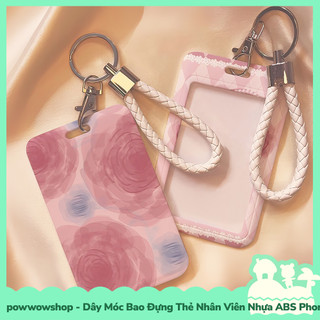[Sẵn VN - Hỏa Tốc] Dây Móc Bao Đựng Thẻ Nhân Viên Dọc Nhựa ABS Phong Cách Hoạ Tiết Hình Hoa Hồng Đỏ Red Rose Đẹp Mắt