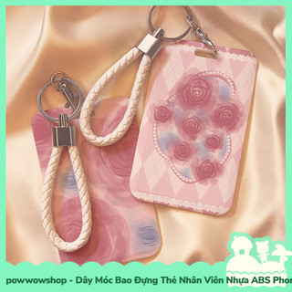[Sẵn VN - Hỏa Tốc] Dây Móc Bao Đựng Thẻ Nhân Viên Dọc Nhựa ABS Phong Cách Hoạ Tiết Hình Hoa Hồng Đỏ Red Rose Đẹp Mắt
