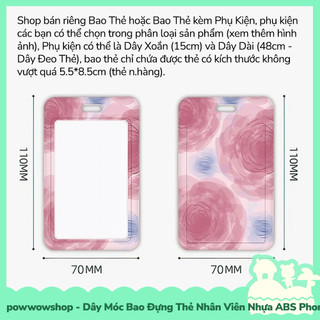 [Sẵn VN - Hỏa Tốc] Dây Móc Bao Đựng Thẻ Nhân Viên Dọc Nhựa ABS Phong Cách Hoạ Tiết Hình Hoa Hồng Đỏ Red Rose Đẹp Mắt