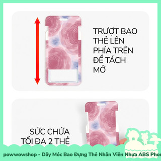 [Sẵn VN - Hỏa Tốc] Dây Móc Bao Đựng Thẻ Nhân Viên Dọc Nhựa ABS Phong Cách Hoạ Tiết Hình Hoa Hồng Đỏ Red Rose Đẹp Mắt