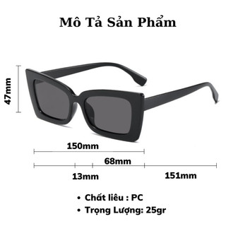 Kính mắt mèo thời trang gọng vuông cute , Kính râm nam nữ phong cách hàn quốc dễ thương STYLEY K018