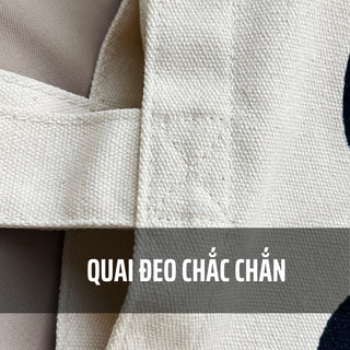 Túi tote có khóa kéo túi vải canvas đeo vai đi học đựng đồ đa năng có ngăn phụ bên trong TT04