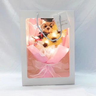Sét quà Hoa và Gấu tốt nghiệp kèm túi.