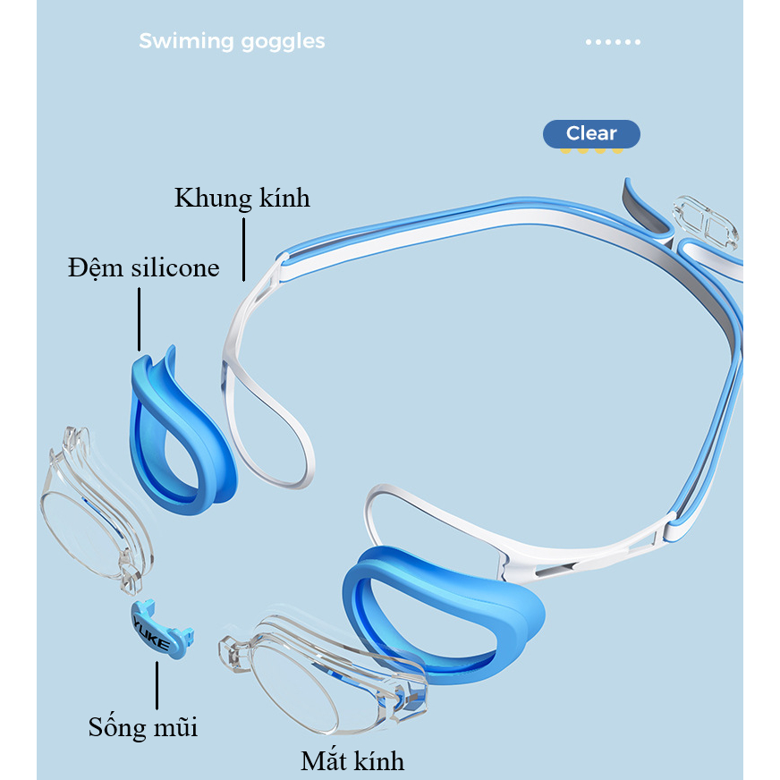 Kính bơi trẻ em dây nhỏ YUKE 5001,gọng nhỏ , độ nét cao, chống sương, chống nước