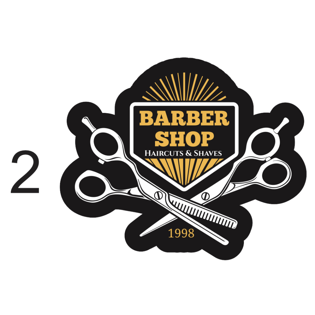 Hình dán trang trí salon tóc BARBER SHOP chất liệu decal cắt sẵn theo hình giá siêu rẻ thiết kết theo yêu cầu