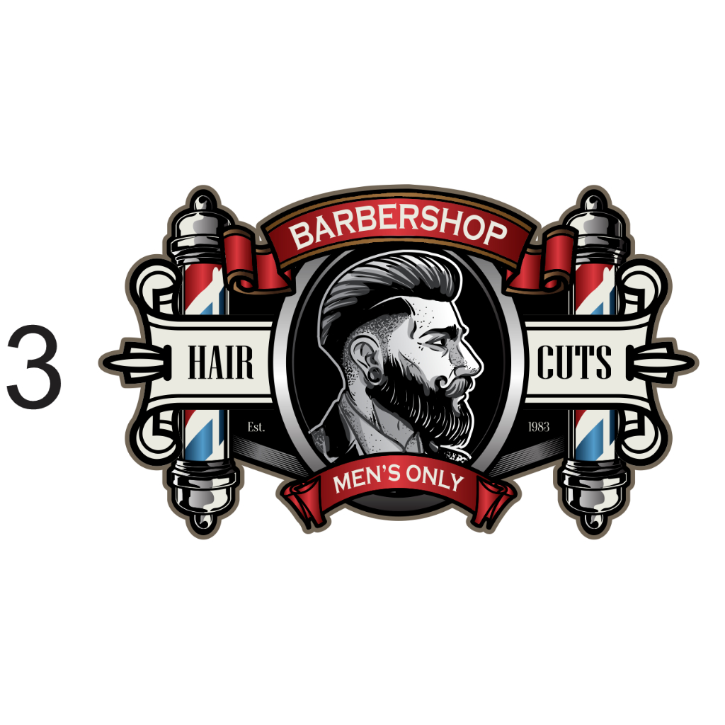 Hình dán trang trí salon tóc BARBER SHOP chất liệu decal cắt sẵn theo hình giá siêu rẻ thiết kết theo yêu cầu