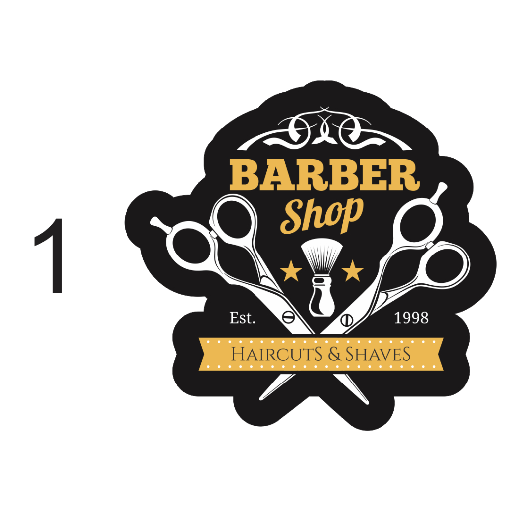 Hình dán trang trí salon tóc BARBER SHOP chất liệu decal cắt sẵn theo hình giá siêu rẻ thiết kết theo yêu cầu