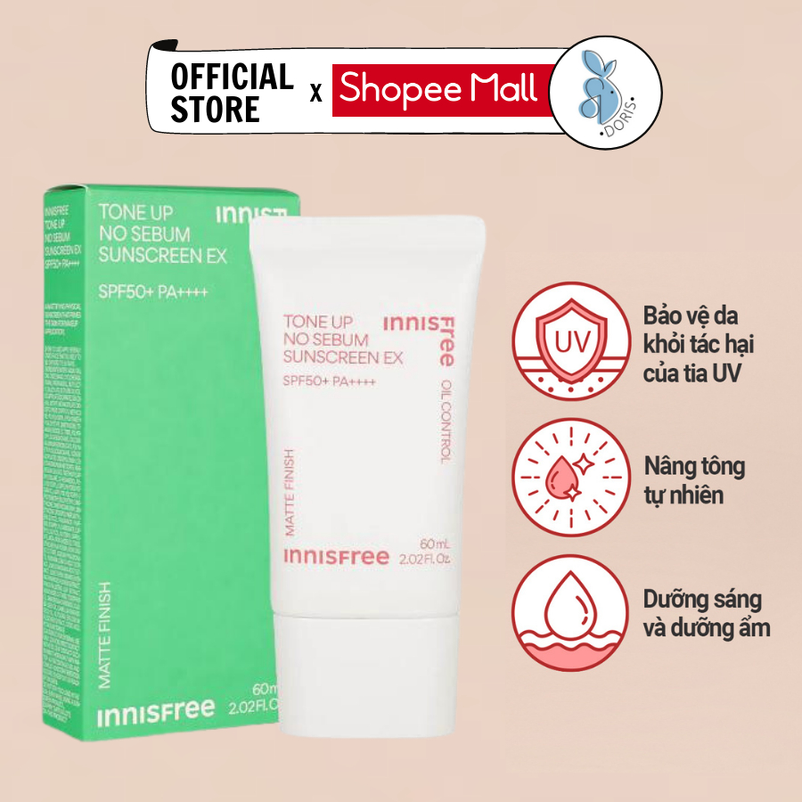 Kem Chống Nắng Innisfree Tone Up No Sebum Sunscreen EX SPF 50+ PA