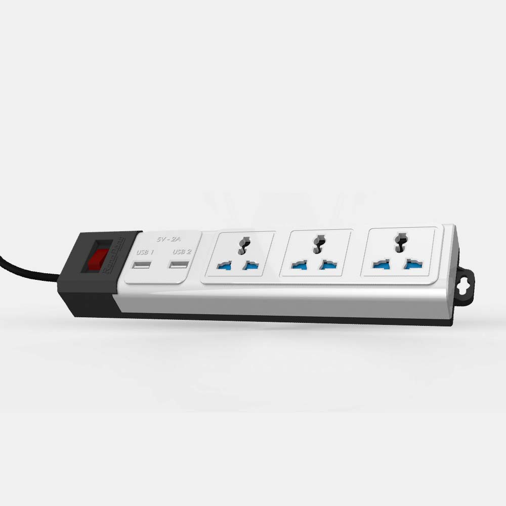 Ảnh Ổ cắm đa năng USB CHỐNG GIẬT dây 3M/5M, Sạc nhanh 5V-2a, tích hợp RƠ-LE tự ngắt Rạng Đông - Model: OC02.USB 3C/10A 3