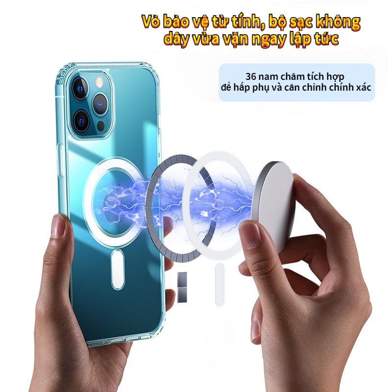 Ảnh Ốp lưng từ tính trong suốt iphone KOLEAD P12 chống sốc sạc không dây 14 13 12 11 x xs xsm 8 7 6 Pro Max plus Case 2