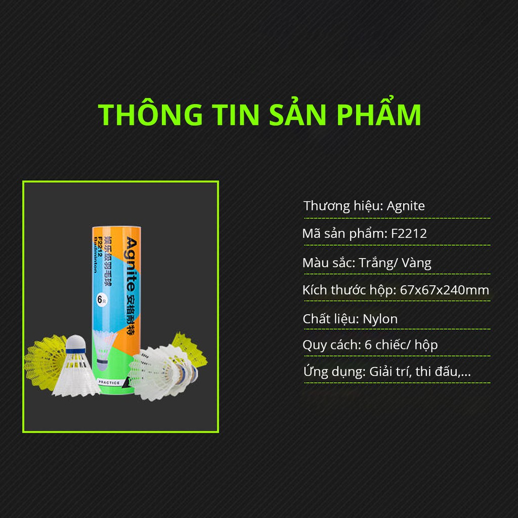[MUA 1 TẶNG 1] Cầu lông nhựa cao cấp, quả cầu lông nhựa AGNITE chính hãng, đường bay ổn định, nhẹ, bền, 2 màu tùy chọn