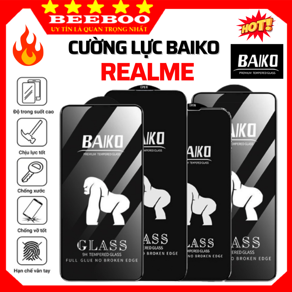 Cường lực Realme C53 C55 C33 C35 C3 C11 C12 C21-Y C25Y C30s C33 5 5s 6 7 8 9 9i Pro 10 Gt Neo 2 2T 3 5 Q5 Q3s Q3 Baiko