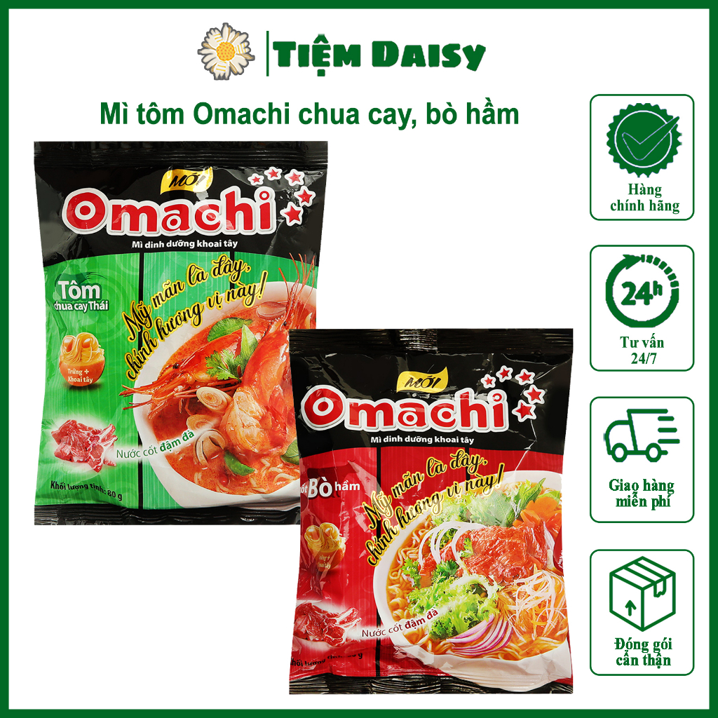 Combo 5 gói mì khoai tây Omachi xốt bò hầm /chua caysườn ngũ quả/bắp bò ...