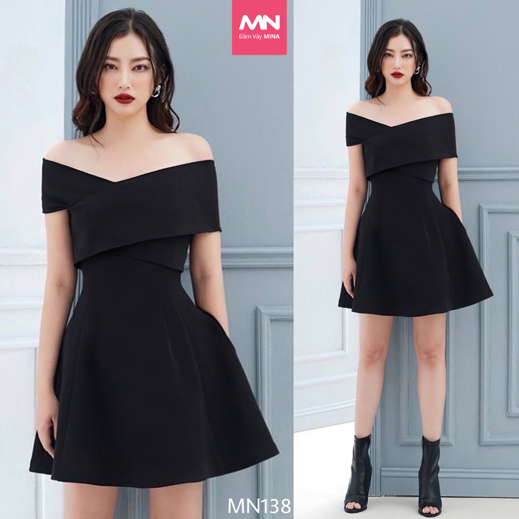 Đầm trễ vai MINA dáng xoè ngắn mini chất liệu tuyết mưa thiết kế trẻ trung xinh xắn tôn dáng dự tiệc đi chơi MN138 spe