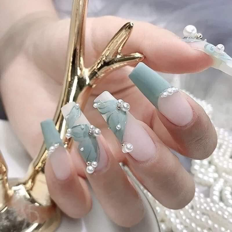 [Sản phẩm mới]Set ngọc trai nhân tạo mix size đính móng - Ngọc trai nhân tạo nửa viên hai màu trắng và bày màu đính nail