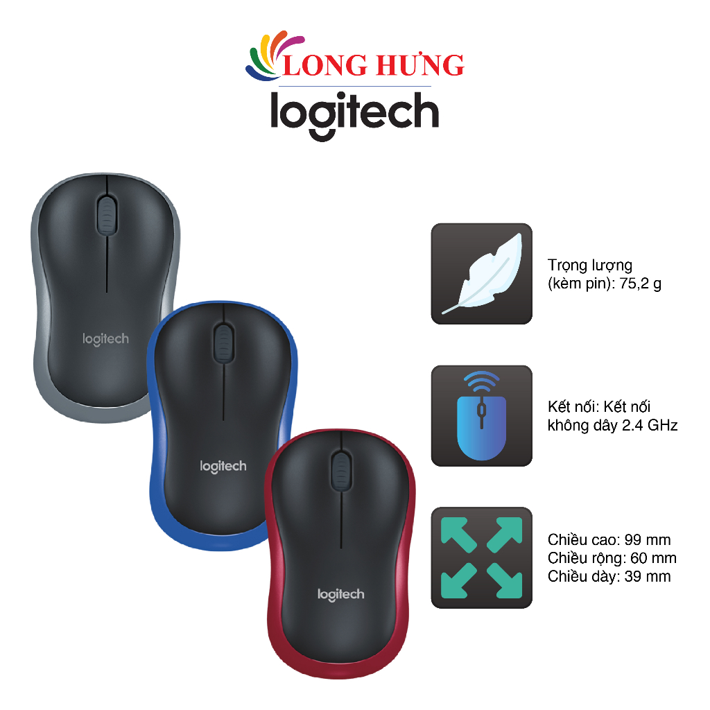 Chuột không dây Logitech M185 - Hàng chính hãng