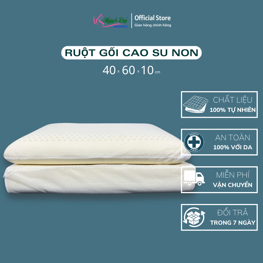 Gối Cao Su Non chất liệu LATEX 100 Huỳnh Liên Bedsheets hình Ô Voan