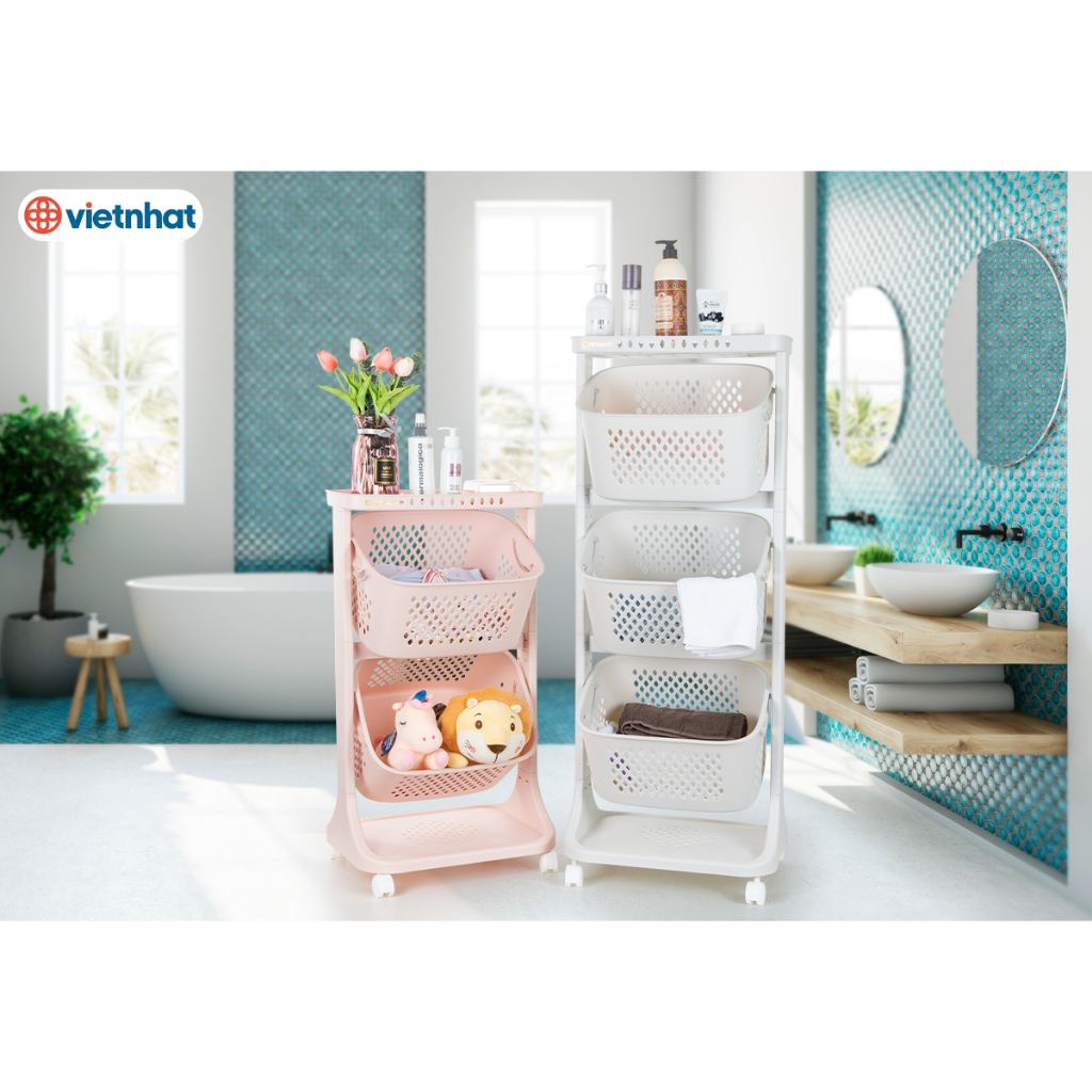 Kệ đựng đồ đa năng có bánh xe 5567, giỏ đựng đồ đa năng - Việt Nhật Plastic Official | BigBuy360 - bigbuy360.vn