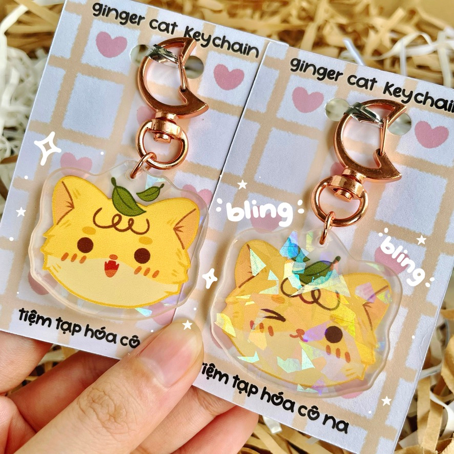 Ginger Cat Hologram Keychain / Móc Khoá Acrylic lấp lánh ...