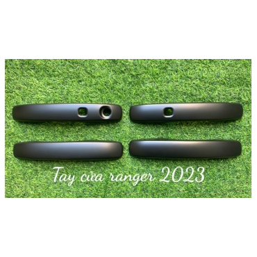 Ốp tay nắm cửa, hõm cửa ô tô Ford Ranger 2022-2023, Chất liệu nhựa Đen ABS cao cấp