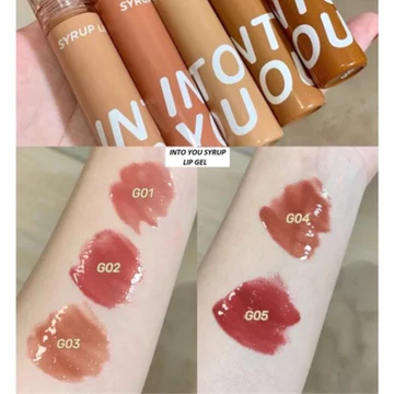 Son Into You Syrup Lip Gel, Son Bóng Bền Màu Mềm Môi, Lên Màu Trong Suốt, Thiết Kế Vỏ Với Màu Nâu Cam Pastel Xinh Xắn