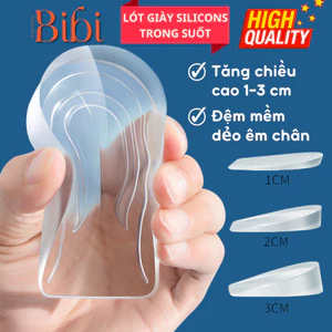 Lót đệm gót giày tăng chiều cao silicon trong suốt êm chân. Miếng độn gót tăng chiều cao silicon