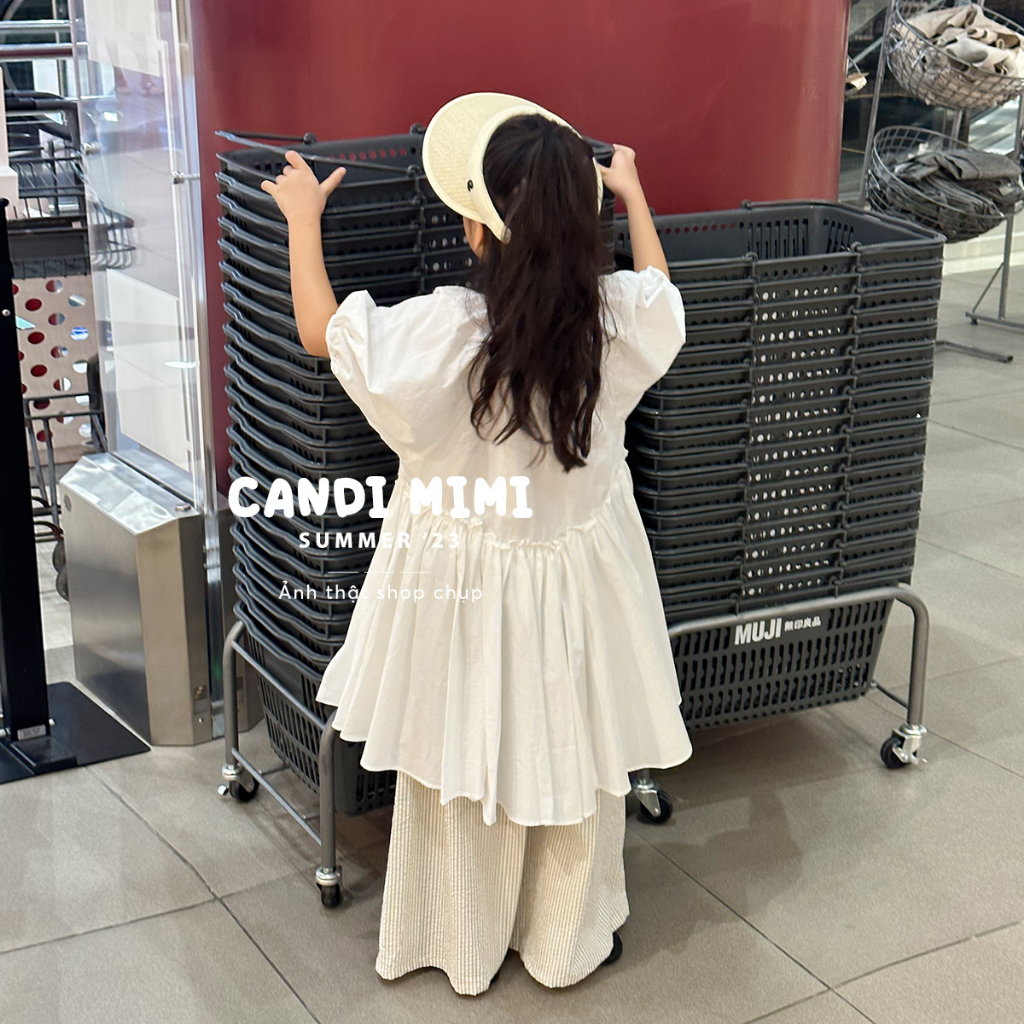 Váy Bé Gái Dáng Babydoll CANDI MIMI 2023 - Chất Liệu Thô Hàn Mềm Mát - Thấm Hút Mồ Hôi -  Phong Cách Hàn Quốc