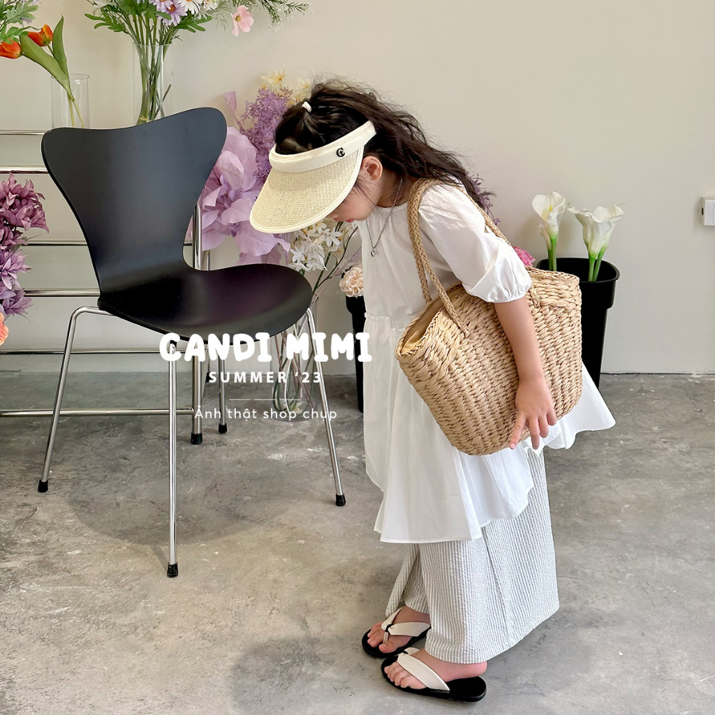Váy Bé Gái Dáng Babydoll CANDI MIMI 2023 - Chất Liệu Thô Hàn Mềm Mát - Thấm Hút Mồ Hôi -  Phong Cách Hàn Quốc