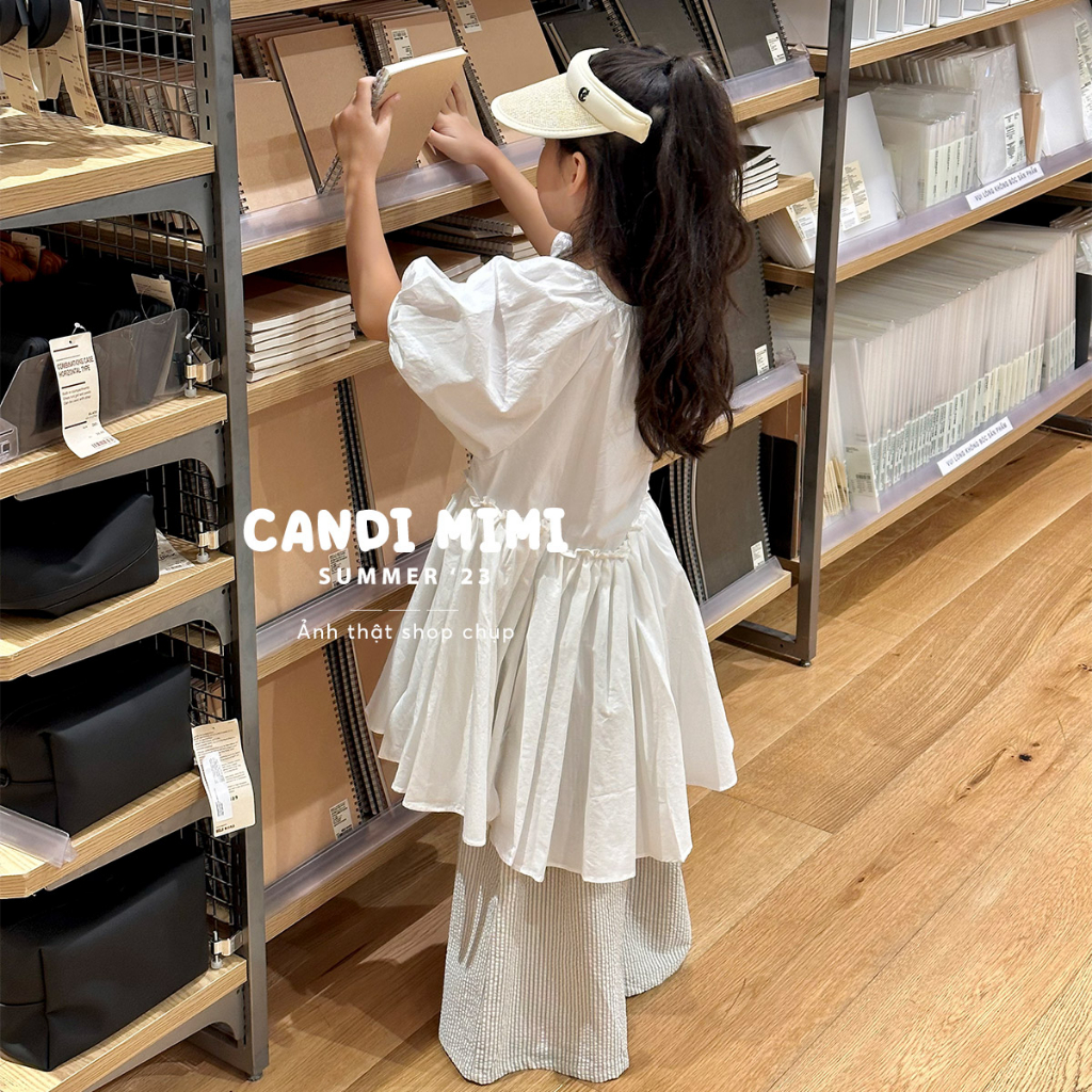Váy Bé Gái Dáng Babydoll CANDI MIMI 2023 - Chất Liệu Thô Hàn Mềm Mát - Thấm Hút Mồ Hôi -  Phong Cách Hàn Quốc