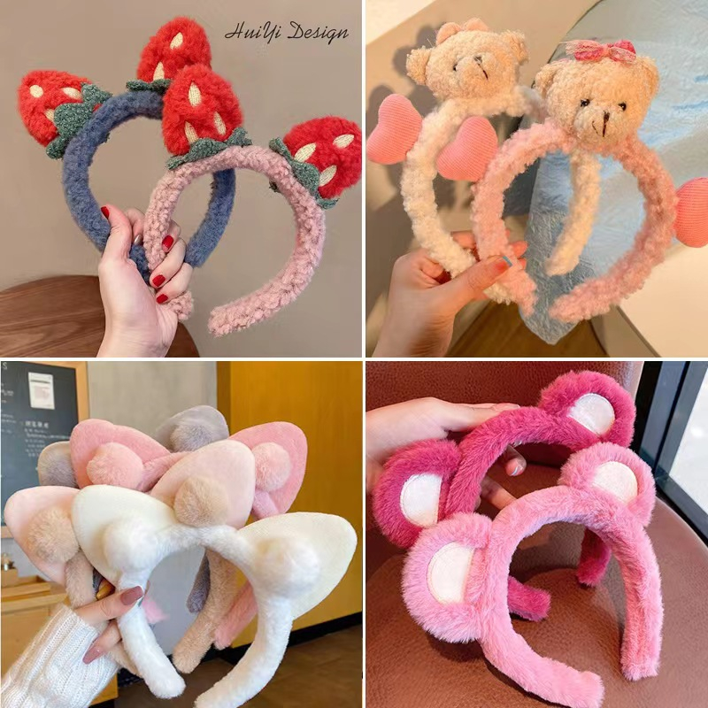 Băng đô rửa mặt bờm cute cài tóc dễ thương chống trơn trượt, lông mềm mại phong cách Hàn Quốc trẻ em, người lớn