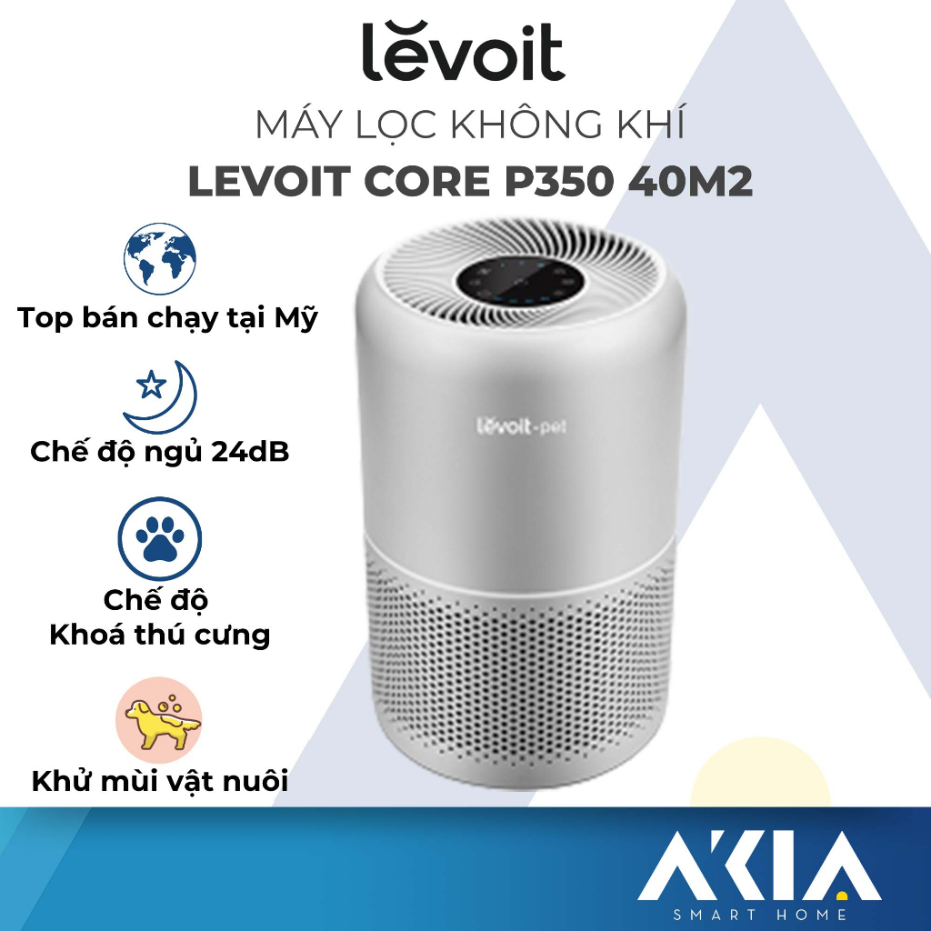 Máy lọc không khí Levoit Core P350 40m2, bộ lọc HEPA 13 sạch bụi mịn ...