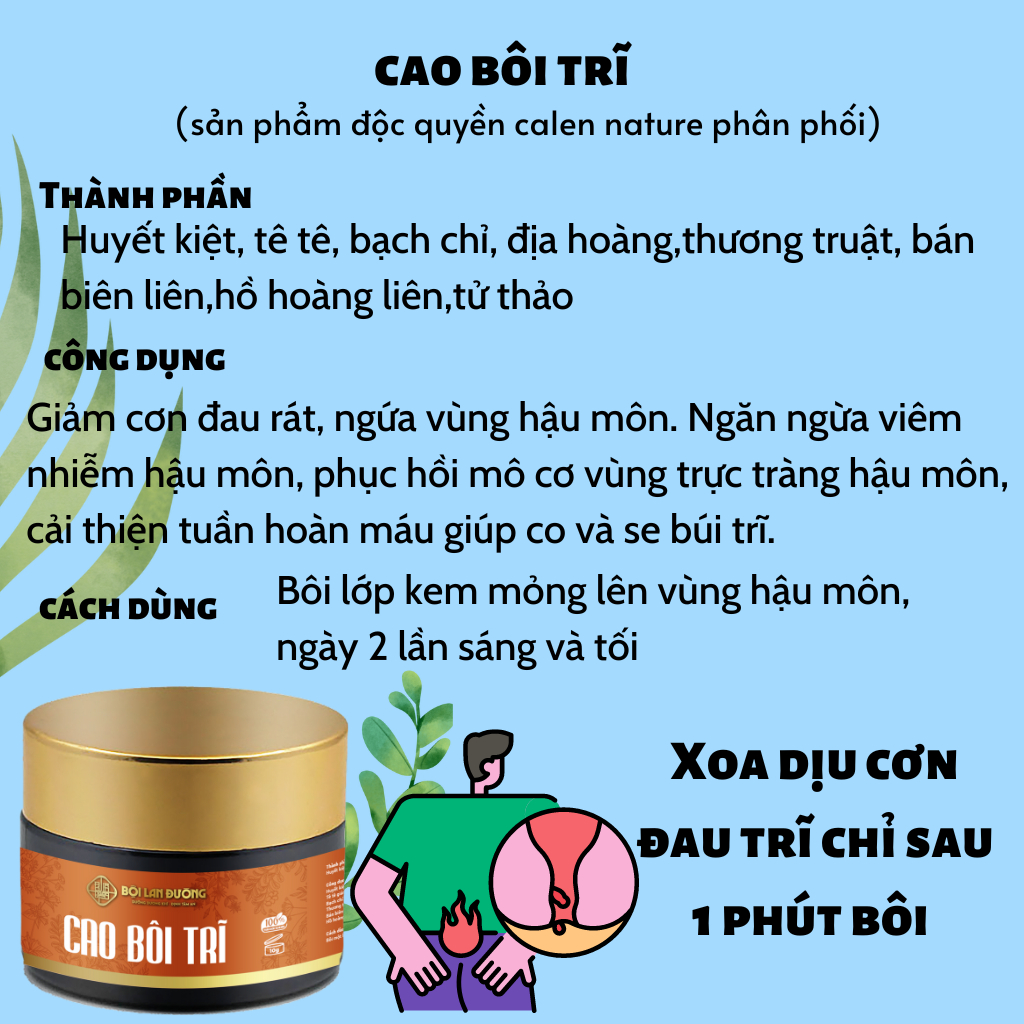 Kem bôi trĩ Calen Nature Farm giảm cơn đau trĩ, co se búi trĩ siêu nhanh hũ 10gram