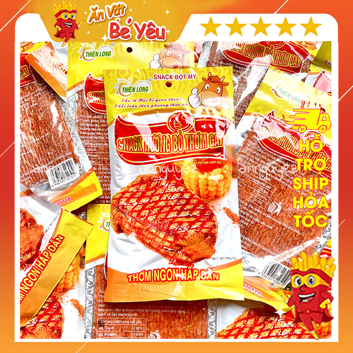 (Combo 10 gói) Snack hương bò thơm cay sườn bò miếng (gói 30g) | Shopee ...