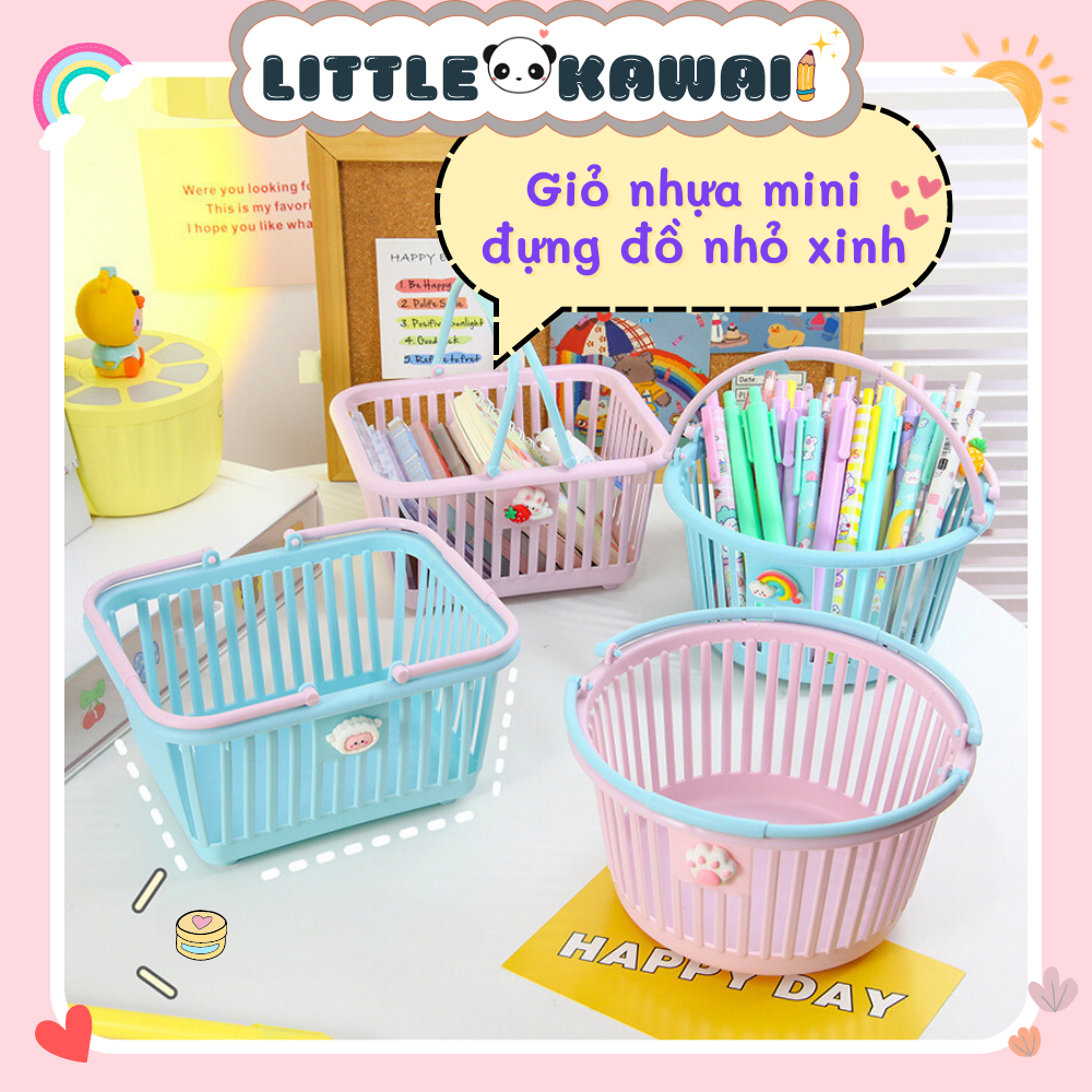 Giỏ nhựa đựng đồ mini gắn charm hoạt hình dễ thương rổ nhựa nhỏ xinh ...