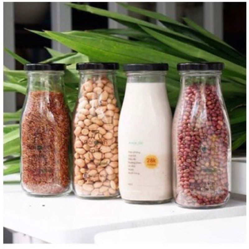 Chai thủy tinh nắp thiếc 250ml đựng sữa hạt, nước trái cây, thực phẩm