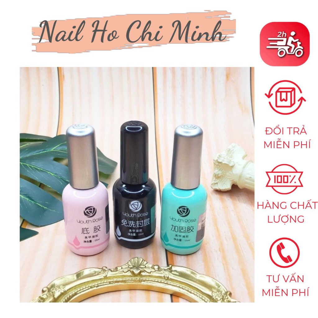 [MẪU 2023] Base top hoa hồng Youth Rose chính hãng - gel liên kết, top phủ bóng, cứng móng chuyên dụng cho dân làm móng