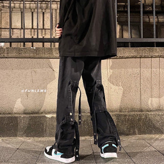 Quần Jeans Nam Nữ From Rộng Dáng Suông, Quần Bò Phối Phụ Kiện. Thời Trang Unisex Phong Cách Hàn Quốc