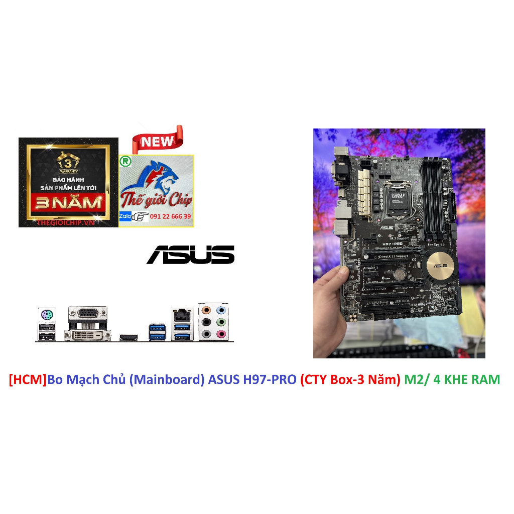 [HCM]Bo Mạch Chủ (Mainboard) ASUS H97-PRO (CTY Box-3 Năm) M2/ 4 KHE RAM ...